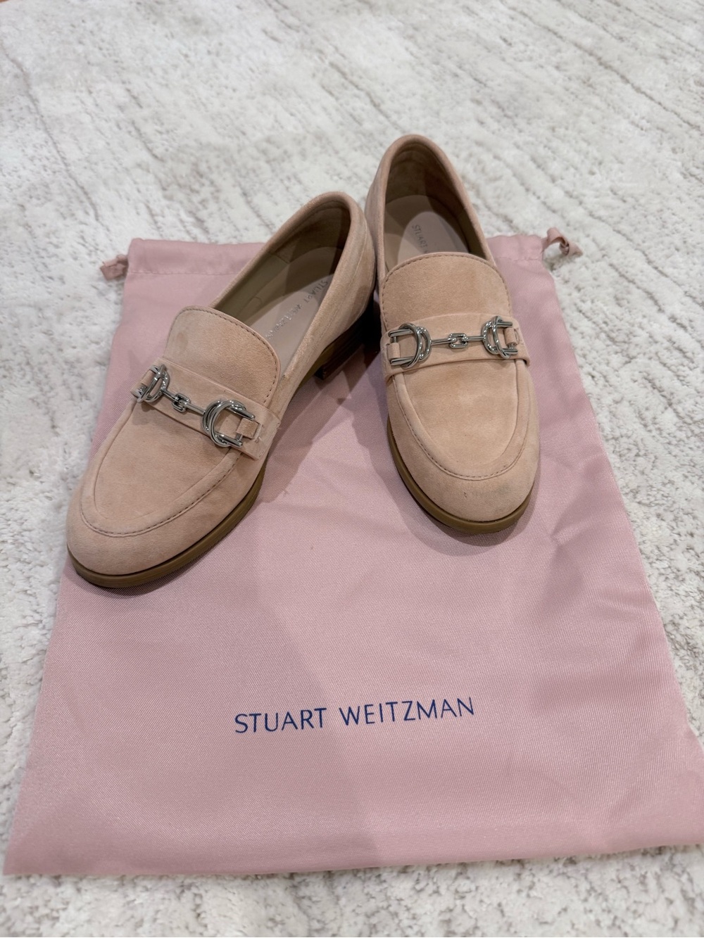 Stuart Weitzman Blush Suede Bit Loafers